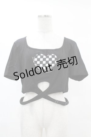 画像: DARK IN LOVE / Punk locomotive check heart crop top XXL ブラック H-25-02-22-1039-PU-TO-KB-OS