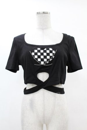 画像: DARK IN LOVE / Punk locomotive check heart crop top XL ブラック H-25-02-22-1040-PU-TO-KB-ZS