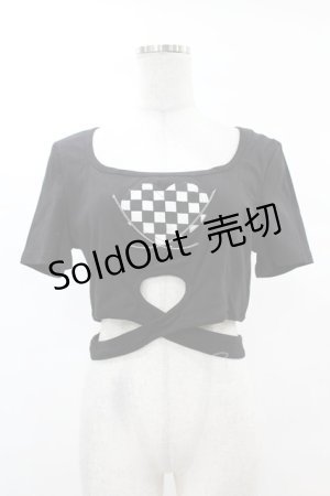 画像: DARK IN LOVE / Punk locomotive check heart crop top XL ブラック H-25-02-22-1040-PU-TO-KB-ZS