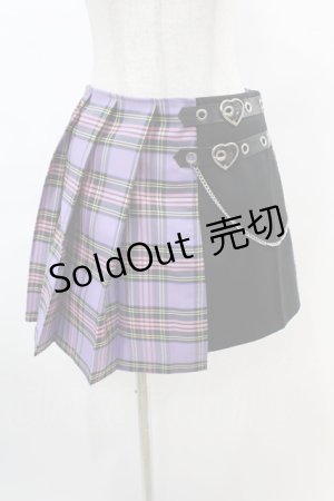 画像: DARK IN LOVE / Punk purple checked splicing black pleated skirt L パープル×ブラック H-25-02-22-1005-PU-SK-KB-ZS