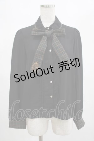 画像: axes femme POETIQUE / 刺繍リボンタイ付ブラウス M ブラック/グリーン H-25-02-22-060-AX-BL-NS-ZH