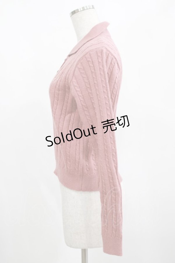 画像2: Fi.n.t / モノグラムロゴ刺繍ニットポロ Free PINK H-25-02-22-062-CA-TO-NS-ZH (2)