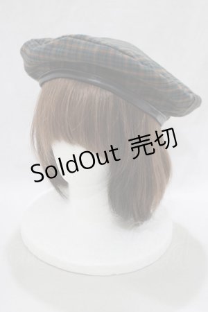 画像: axes femme POETIQUE / チェック柄ベレー帽  グリーン H-25-02-22-081-AX-AC-NS-ZH