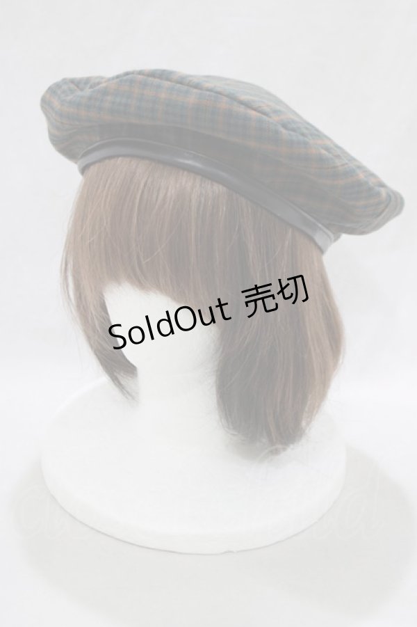 画像1: axes femme POETIQUE / チェック柄ベレー帽  グリーン H-25-02-22-081-AX-AC-NS-ZH (1)