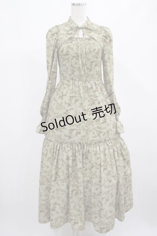 画像1: axes femme POETIQUE / トワルドジュイ風柄ワンピース M グリーン H-25-02-22-024-AX-OP-NS-ZH (1)