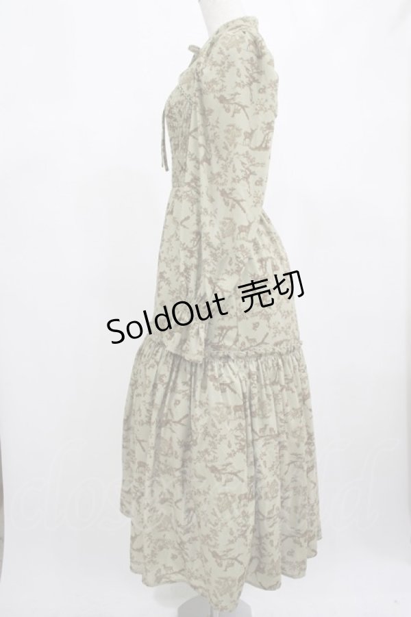 画像2: axes femme POETIQUE / トワルドジュイ風柄ワンピース M グリーン H-25-02-22-024-AX-OP-NS-ZH (2)