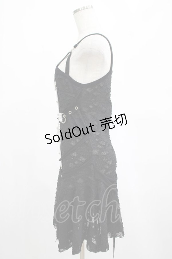 画像2: DARK IN LOVE / Gothic super white cross strap dress M ブラック H-25-02-23-048-PU-OP-KB-ZH (2)