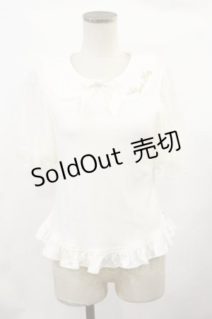 画像: Angelic Pretty / ロゴ刺繍カラー半袖カットソー Free オフ H-25-02-23-1006-AP-TO-NS-ZH