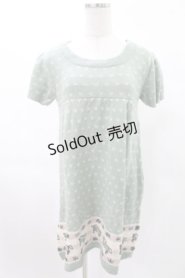 画像1: Candy Stripper / UNICORN KNIT ONE-PIECE  グリーン H-25-02-23-2026-PU-OP-KB-ZT237 (1)
