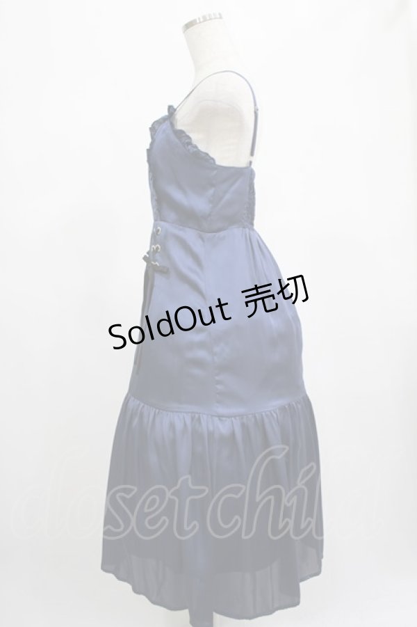 画像2: axes femme POETIQUE / レースアップロングキャミワンピース M ブルー H-25-02-24-025-AX-OP-NS-ZH (2)