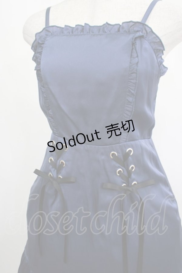画像4: axes femme POETIQUE / レースアップロングキャミワンピース M ブルー H-25-02-24-025-AX-OP-NS-ZH (4)
