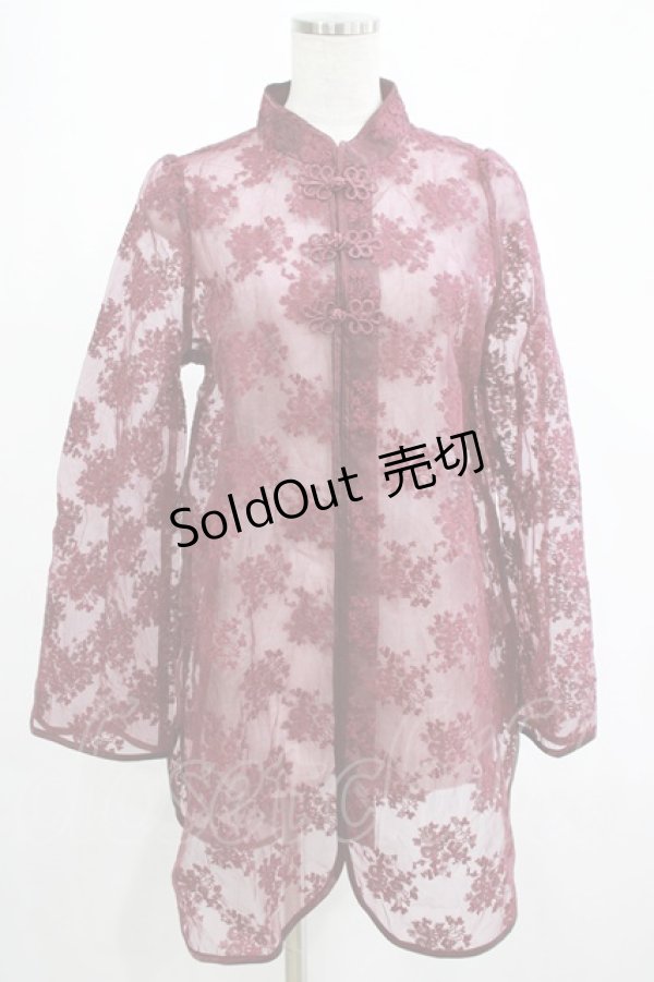 画像1: axes femme kawaii / シースルーチャイナブラウス M ワイン H-25-02-24-041-AX-BL-NS-ZH (1)