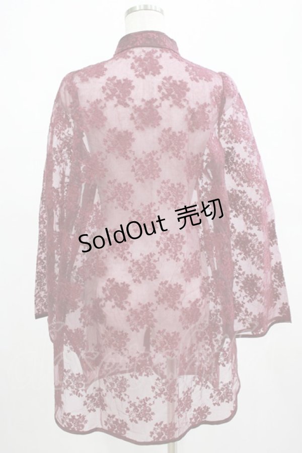 画像3: axes femme kawaii / シースルーチャイナブラウス M ワイン H-25-02-24-041-AX-BL-NS-ZH (3)