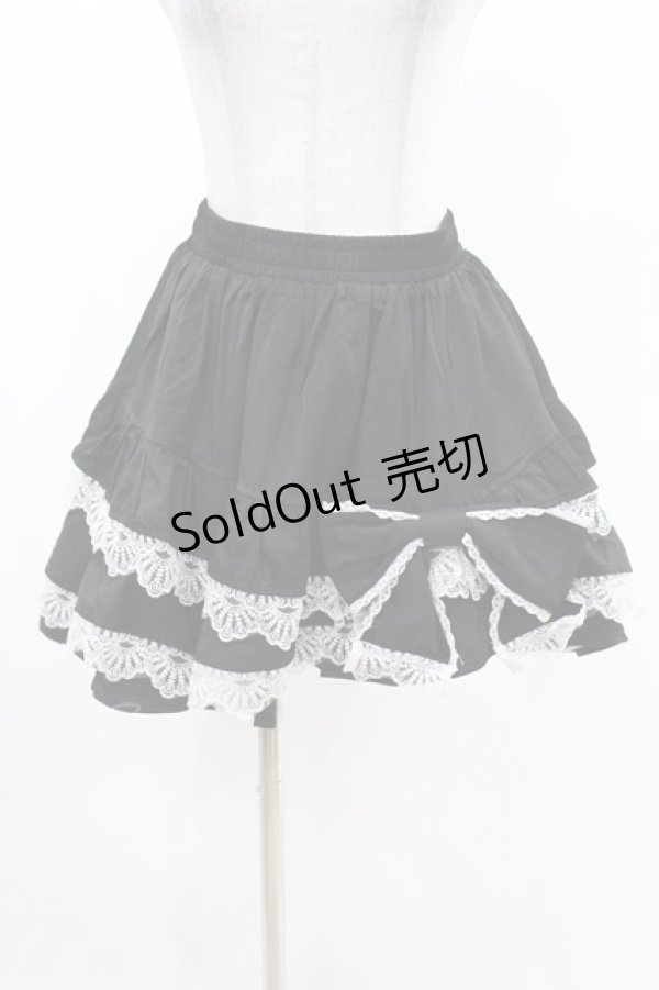 画像1: DARK IN LOVE / Black lolita white bow contrast mini skirt S-M ブラック H-25-02-24-1007-PU-SK-KB-ZI (1)