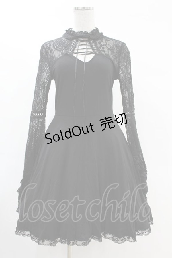 画像1: DARK IN LOVE / Elegant gothic lace up lacey knitted M ブラック H-25-02-24-1022-PU-OP-KB-ZH (1)