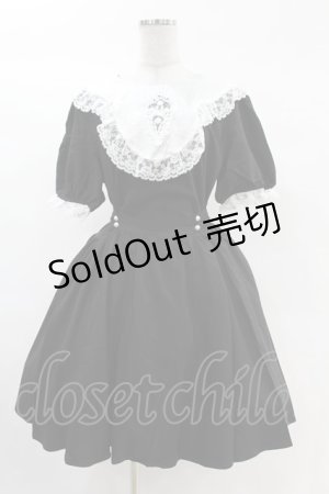 画像: DARK IN LOVE / Alice in Wonderland contrast collar dress L ブラック H-25-02-24-1024-PU-OP-KB-ZH