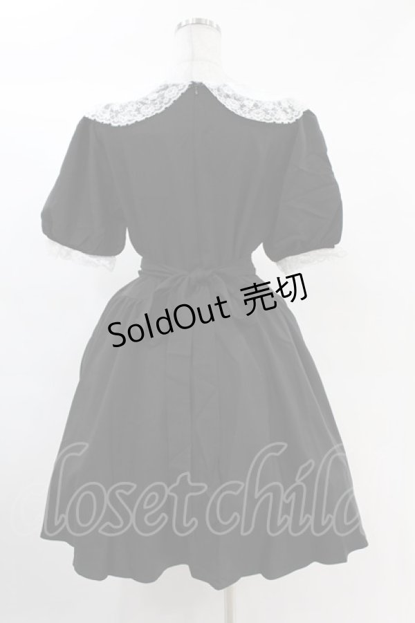 画像2: DARK IN LOVE / Alice in Wonderland contrast collar dress L ブラック H-25-02-24-1024-PU-OP-KB-ZH (2)