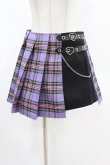 画像1: DARK IN LOVE / Punk purple checked splicing black pleated skirt M パープル×ブラック H-25-02-24-1003-PU-SK-KB-ZS (1)