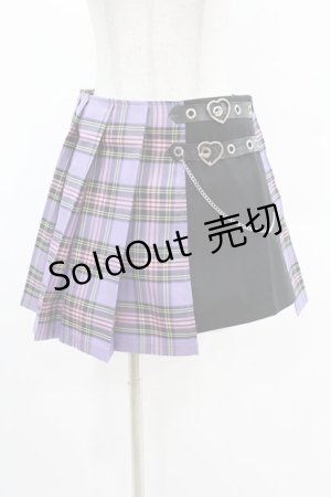 画像: DARK IN LOVE / Punk purple checked splicing black pleated skirt M パープル×ブラック H-25-02-24-1003-PU-SK-KB-ZS