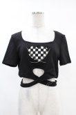 画像1: DARK IN LOVE / Punk locomotive check heart crop top XL ブラック H-25-02-24-1031-PU-TO-KB-ZI (1)