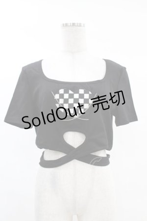 画像: DARK IN LOVE / Punk locomotive check heart crop top XL ブラック H-25-02-24-1031-PU-TO-KB-ZI