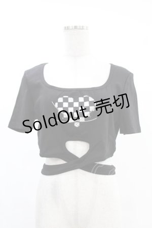画像: DARK IN LOVE / Punk locomotive check heart crop top XL ブラック H-25-02-24-1032-PU-TO-KB-ZS