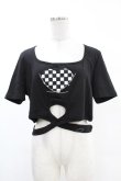 画像1: DARK IN LOVE / Punk locomotive check heart crop top XXL ブラック H-25-02-24-1033-PU-TO-KB-ZY (1)