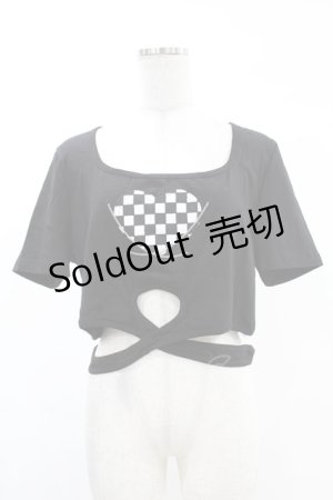 画像: DARK IN LOVE / Punk locomotive check heart crop top XXL ブラック H-25-02-24-1033-PU-TO-KB-ZY