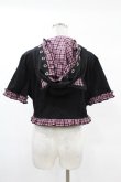 画像2: DARK IN LOVE / Gothic lolita pink plaid cat ear hoody cape XL ブラック×ピンク H-25-02-24-1043-PU-TO-KB-ZY (2)