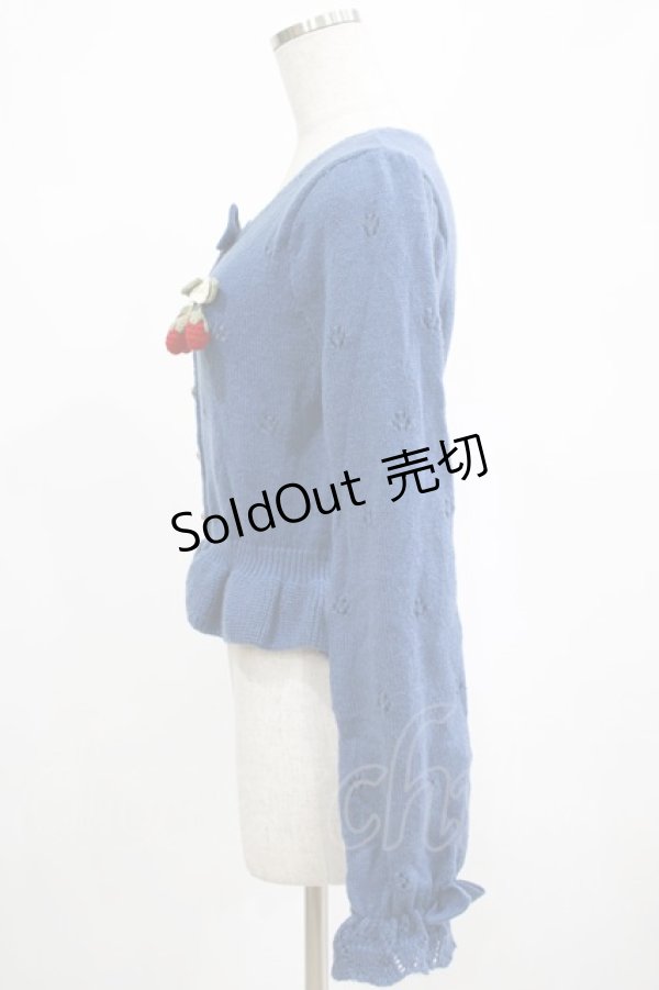 画像2: axes femme kawaii / 苺の編みぐるみニットカーデ M ブルー H-25-02-24-049-AX-TO-NS-ZH (2)