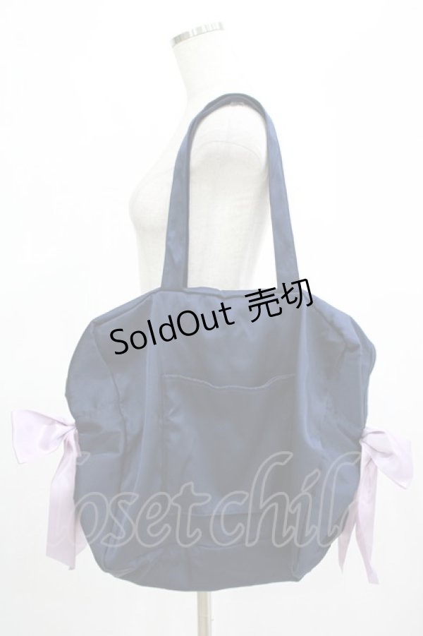 画像2: Maison de FLEUR / サテンキャリーオンバッグ  ネイビー H-25-02-24-055-LO-BG-NS-ZH (2)