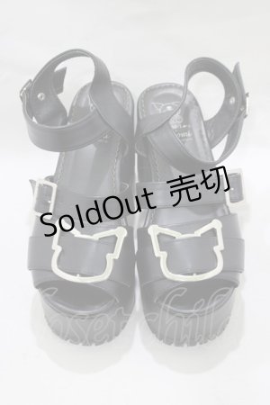 画像: DearMyLove / クロミバックル厚底サンダル LL ブラック H-25-02-24-080-EL-SH-NS-ZH