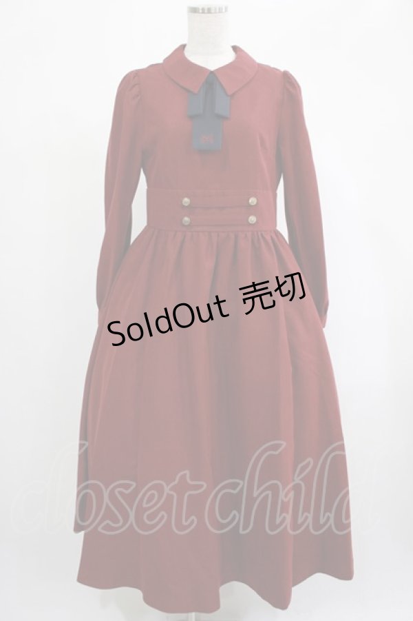 画像1: Maison de FLEUR Petite Robe canone / 歩みを止めないワンピース M BORDEAUX H-25-02-24-009-EL-OP-NS-ZH (1)