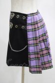 画像2: DARK IN LOVE / Punk purple checked splicing black pleated skirt S パープル×ブラック H-25-02-25-046-PU-SK-KB-OS (2)
