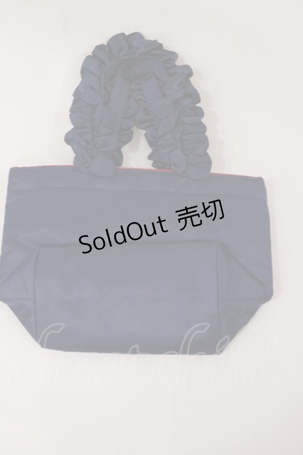 画像2: Maison de FLEUR / リップマークフリルハンドルトートバッグ  ネイビー H-25-02-25-1031-LO-BG-NS-ZH (2)