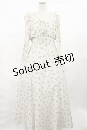 画像: Ank Rouge / ヴィンテージフロ‐ラルフレアロングワンピース M アイボリー H-25-02-25-1012-CA-OP-NS-ZH