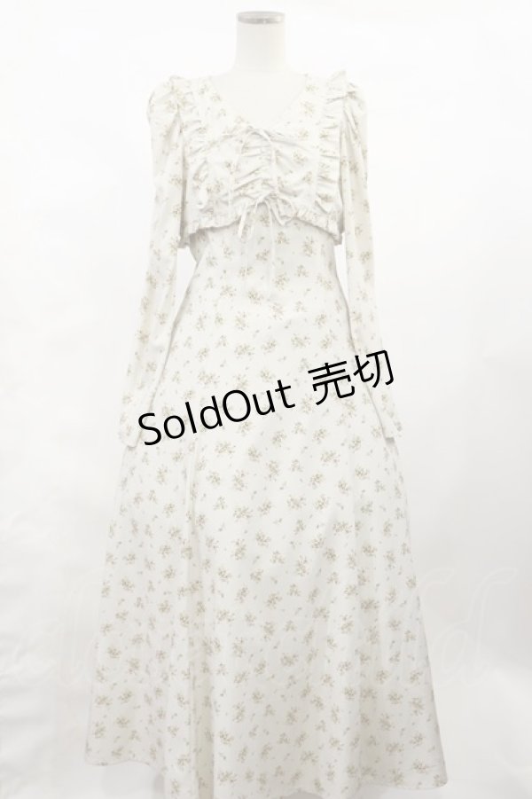 画像1: Ank Rouge / ヴィンテージフロ‐ラルフレアロングワンピース M アイボリー H-25-02-25-1012-CA-OP-NS-ZH (1)