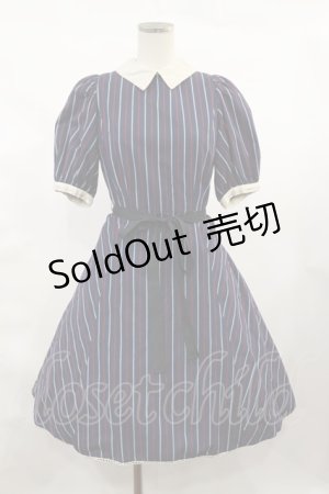 画像: Victorian maiden / レジメンタルストライプインタックリボンドレス Free ネイビー H-25-02-25-1013-CL-OP-NS-ZH