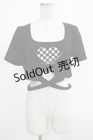 画像: DARK IN LOVE / Punk locomotive check heart crop top XL ブラック H-25-02-25-053-PU-TO-KB-ZI