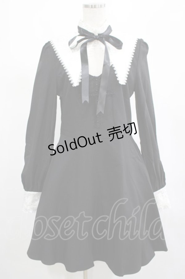 画像1: DARK IN LOVE / Gothic lolita black and white bow neck dress L ブラック H-25-02-25-014-PU-OP-KB-ZI (1)