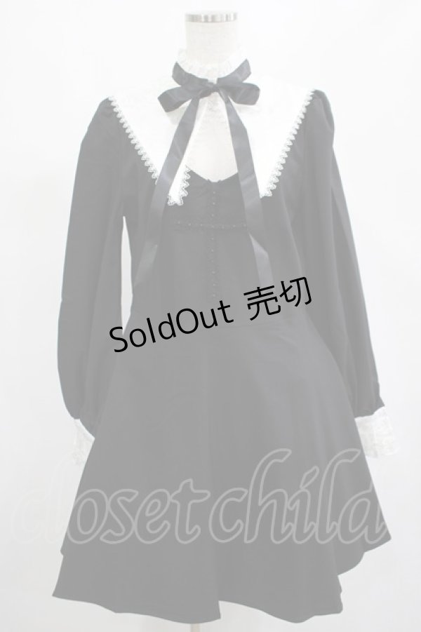 画像1: DARK IN LOVE / Gothic lolita black and white bow neck dress L ブラック H-25-02-25-015-PU-OP-KB-ZY (1)