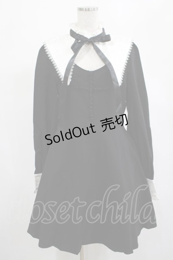 画像1: DARK IN LOVE / Gothic lolita black and white bow neck dress L ブラック H-25-02-25-016-PU-OP-KB-ZI (1)