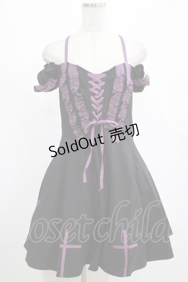 画像1: DARK IN LOVE / Harajuku purple cross sweet cool rebel dress M ブラック H-25-02-25-023-PU-OP-KB-OS (1)