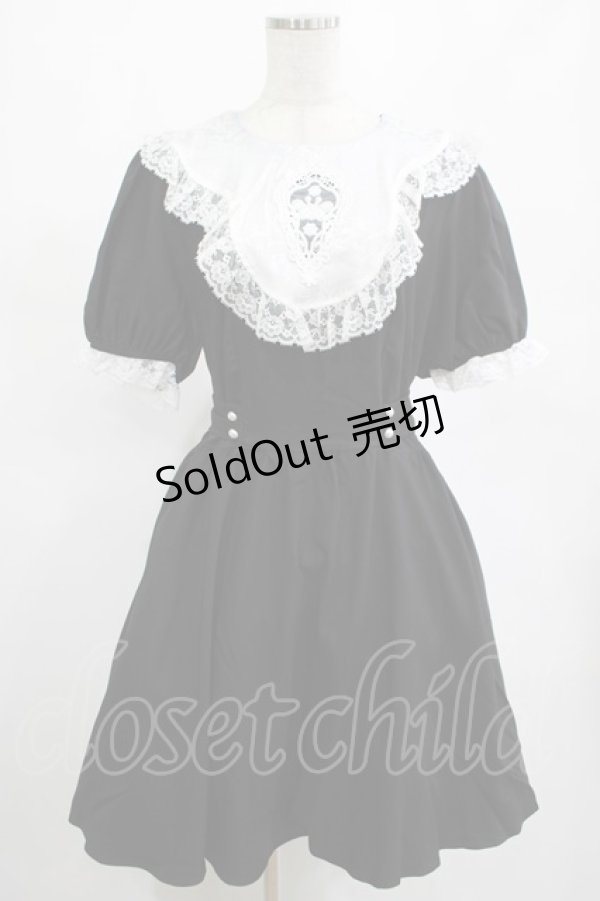 画像1: DARK IN LOVE / Alice in Wonderland contrast collar dress L ブラック H-25-02-25-024-PU-OP-KB-ZY (1)