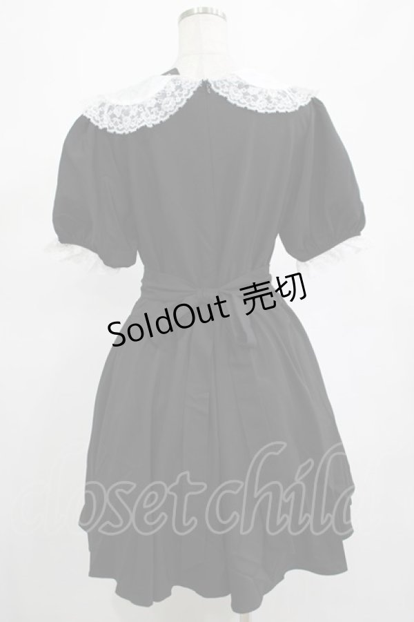 画像3: DARK IN LOVE / Alice in Wonderland contrast collar dress L ブラック H-25-02-25-024-PU-OP-KB-ZY (3)