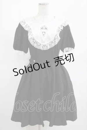 画像: DARK IN LOVE / Alice in Wonderland contrast collar dress L ブラック H-25-02-25-025-PU-OP-KB-ZH