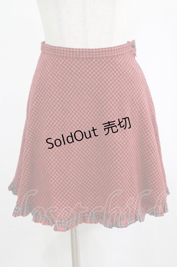 画像1: MILK / チェックフリルスカート  赤 H-25-02-26-034-ML-SK-KB-ZT204 (1)