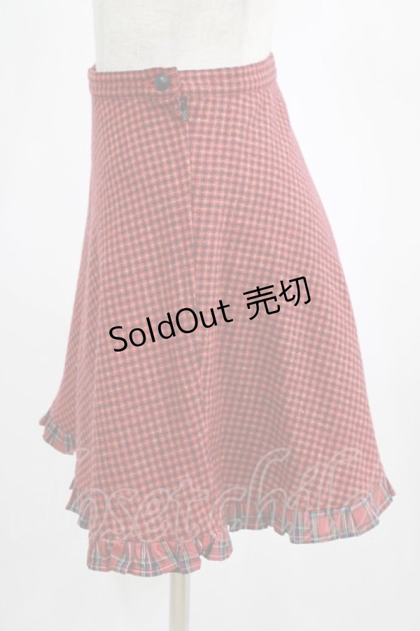 画像2: MILK / チェックフリルスカート  赤 H-25-02-26-034-ML-SK-KB-ZT204 (2)