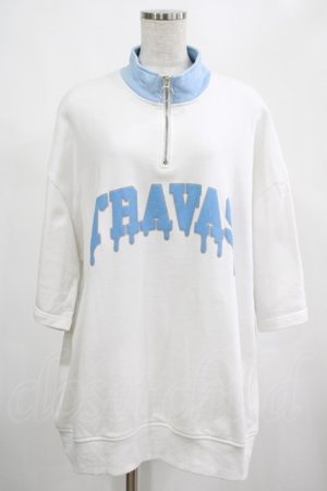画像: TRAVAS TOKYO / ハイネックZIPトップス  ホワイト×ライトブルー H-25-02-26-047-PU-TO-KB-ZH
