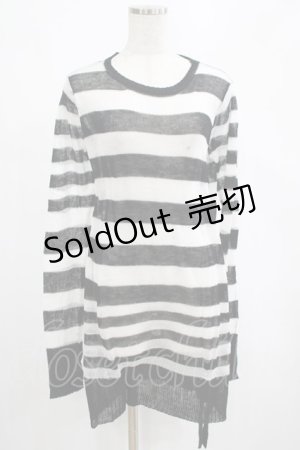 画像: PUNK RAVE / Insanity striped sweater Free ホワイト H-25-02-26-057-PU-TO-KB-ZH